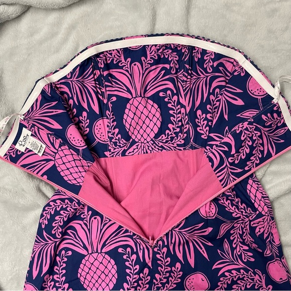 Vintage Lilly Pulitzer Gingham Pineapple Print Strapless Corset Sun Dress Size 0 - Picture 4 of 8